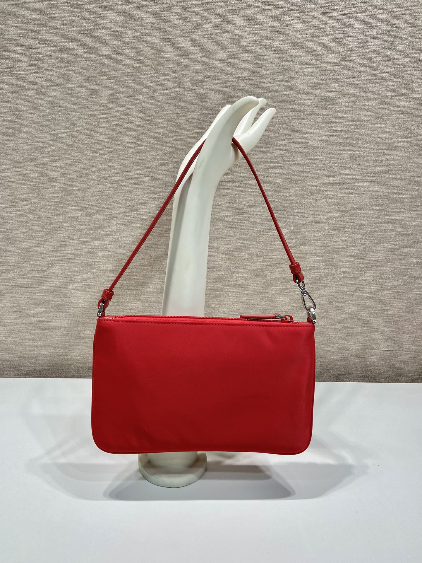 Luxury PradaSHOULDER BAG 24 WITH TRIANGLE LOGO IN PASSION RED RE-NYLON FABRIC