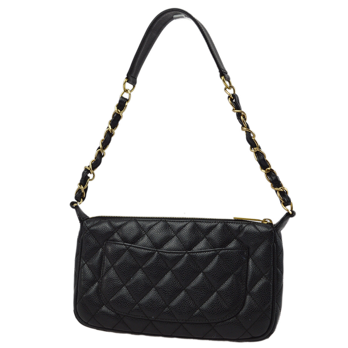 Luxury Chanel 2001-2003 Black Caviar Shoulder Bag