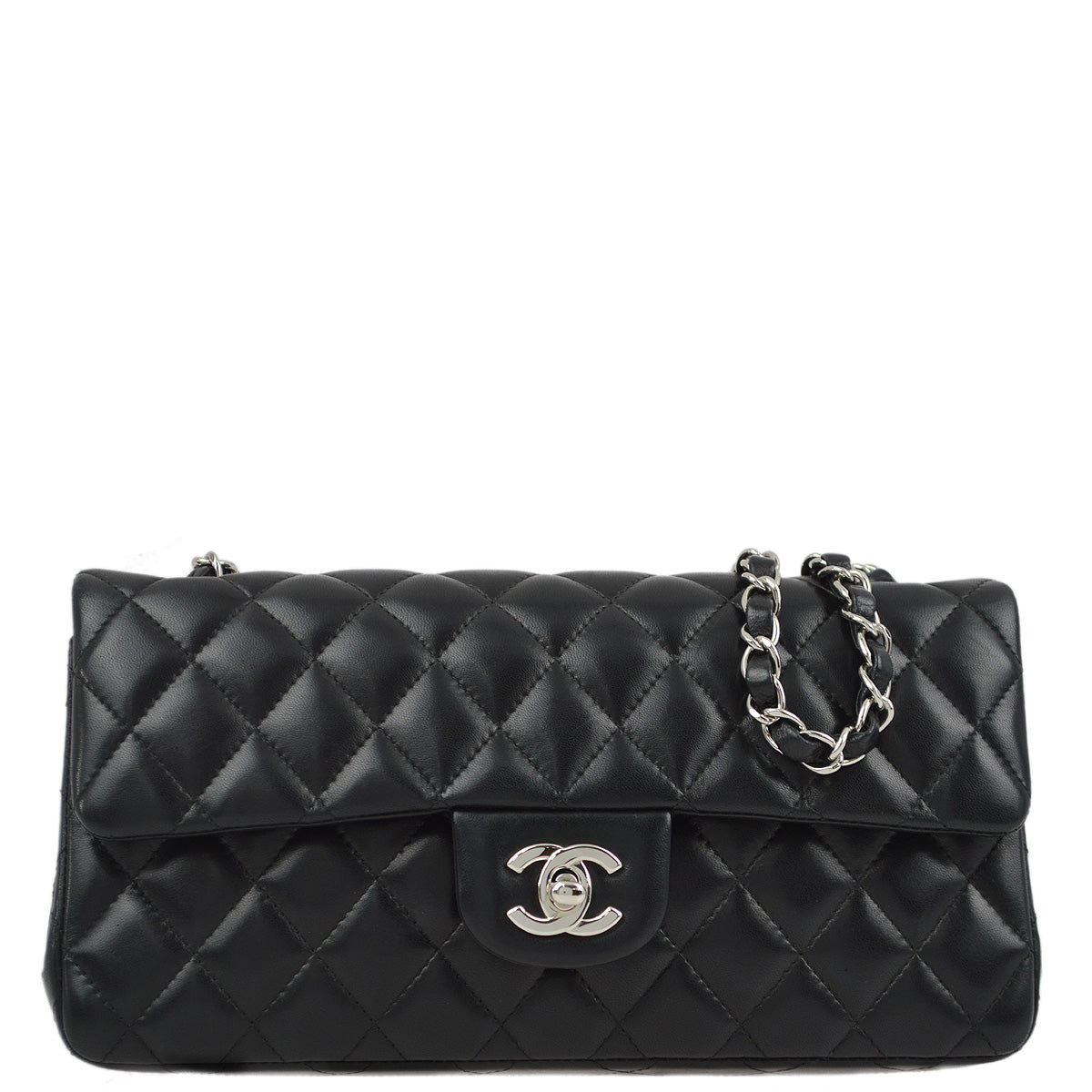 Luxury Chanel 2006-2008 Black Lambskin East West Shoulder Bag