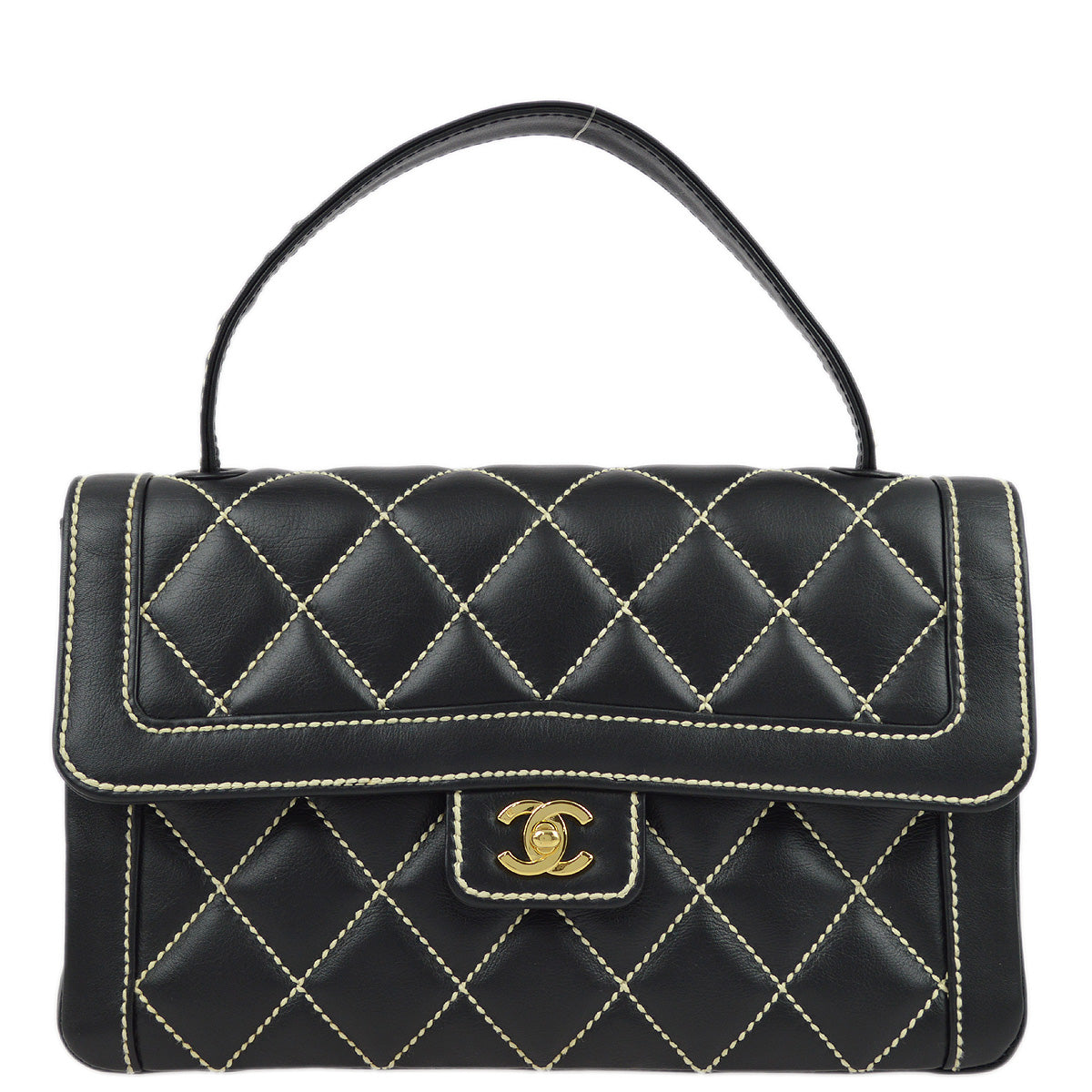 Luxury Chanel 2004-2005 Black Calfskin Wild Stitch Handbag
