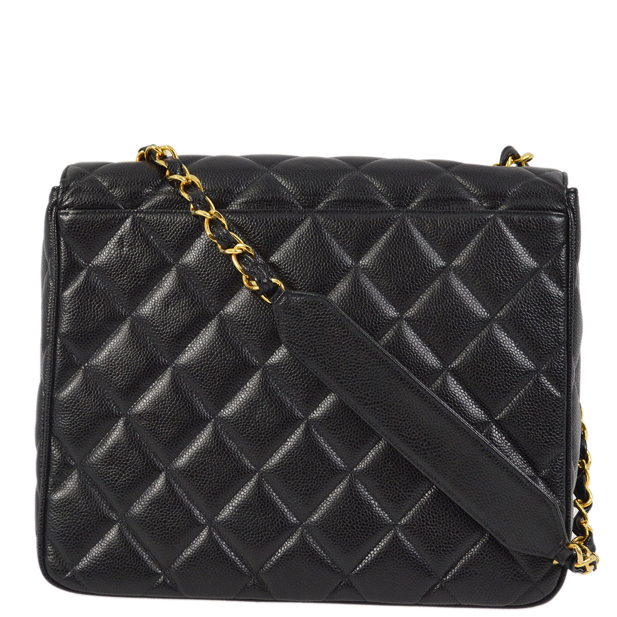 Luxury Chanel 1991-1994 Black Caviar Straight Flap Shoulder Bag