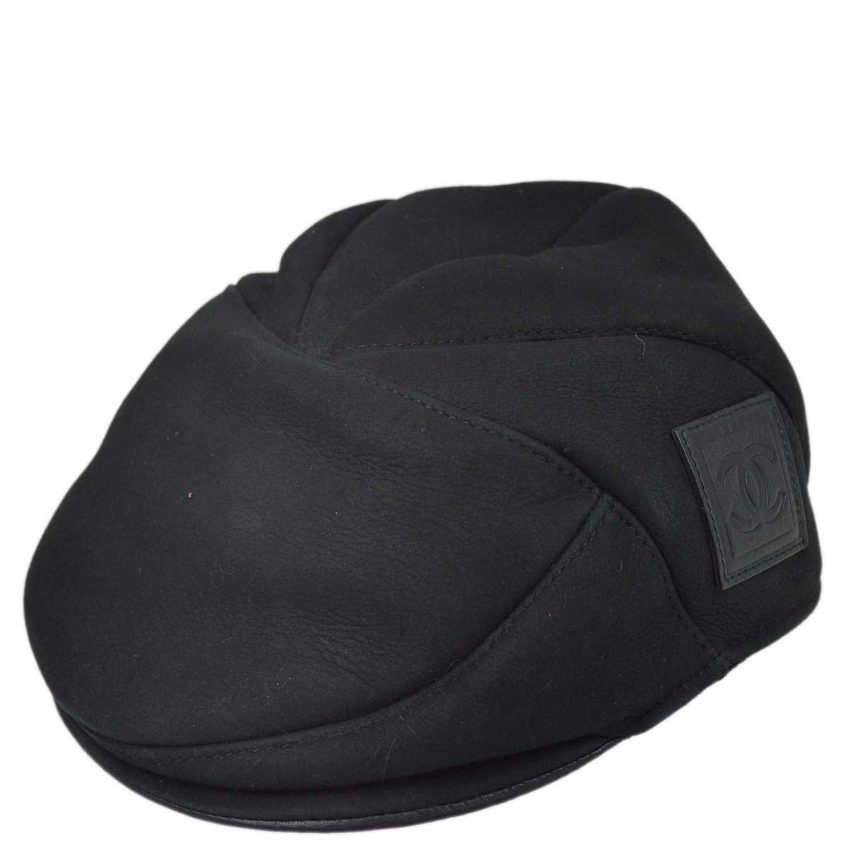 Luxury Chanel Sport Line Hunting Cap Hat Black #57 Small New