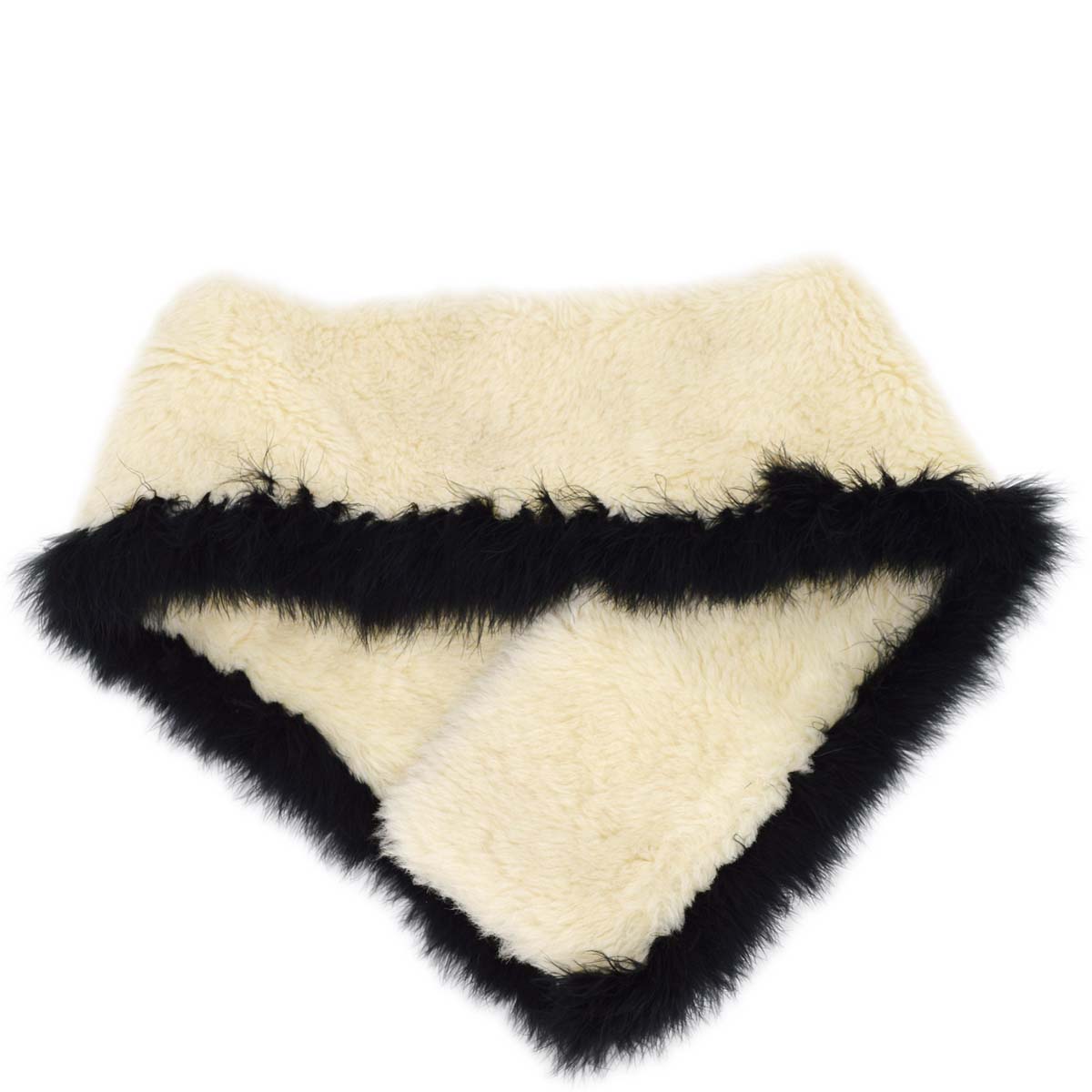 Luxury Chanel Fur Shawl Muffler Stole White Small New
