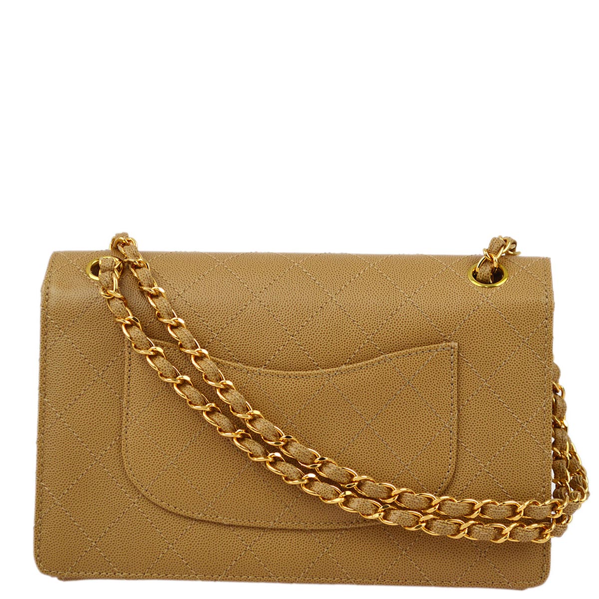 Luxury Chanel 1997-1999 Beige Caviar Classic Single Flap Shoulder Bag