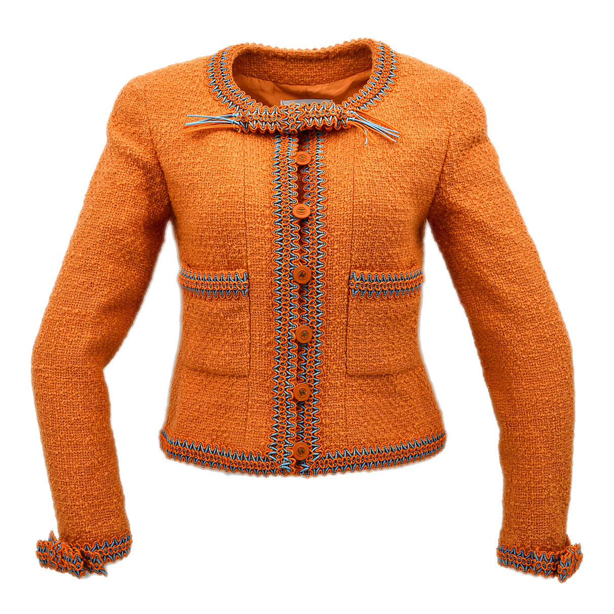Luxury Chanel Collarless Jacket Orange 94P #38