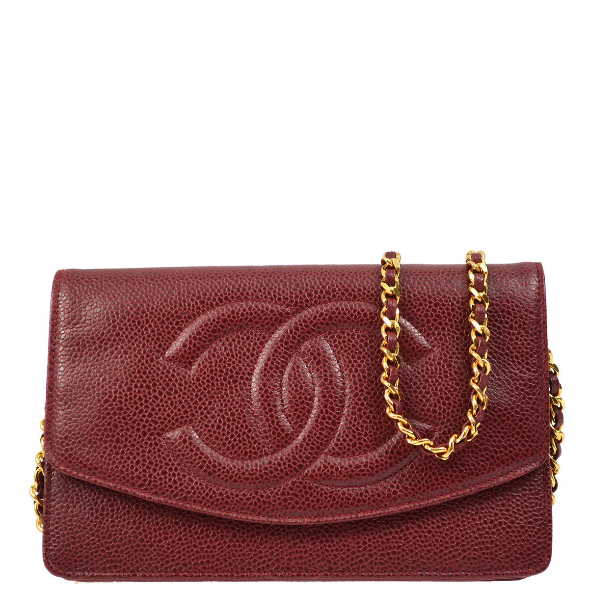 Luxury Chanel 1994-1996 Red Caviar Timeless WOC Wallet