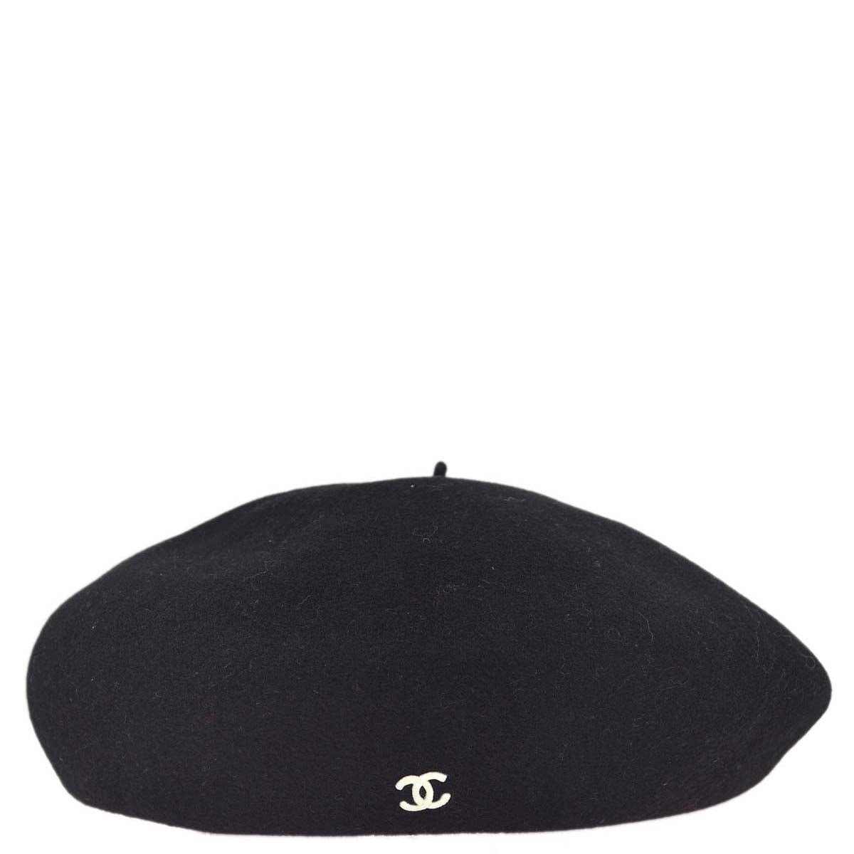 Luxury Chanel Oversize Black Hat Beret 98P #57 Small New