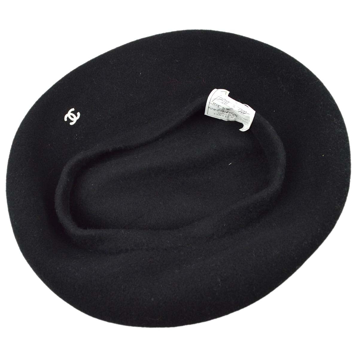 Luxury Chanel Oversize Black Hat Beret 98P #57 Small New