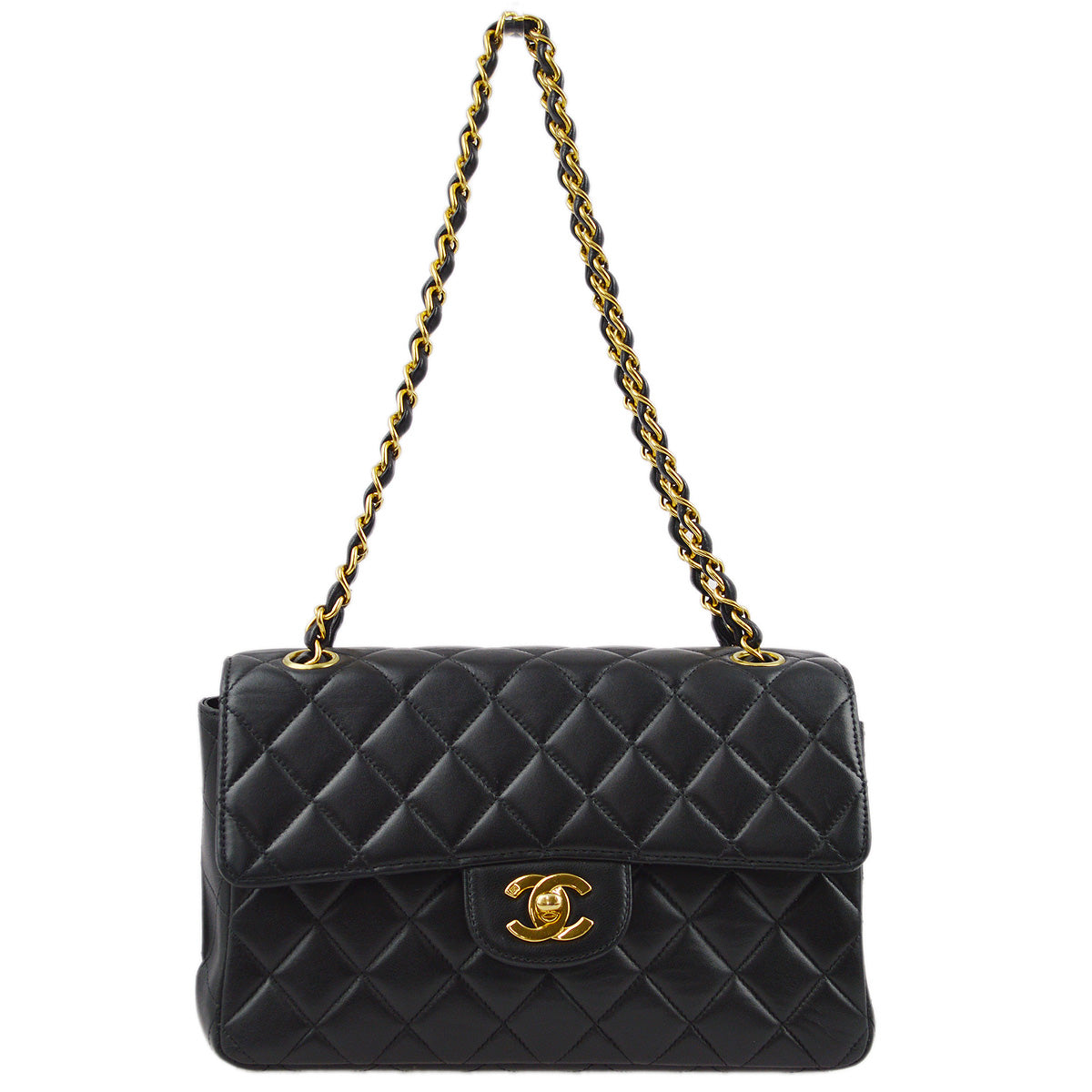 Luxury Chanel 1994-1996 Black Lambskin Double Sided Classic Flap Shoulder Bag