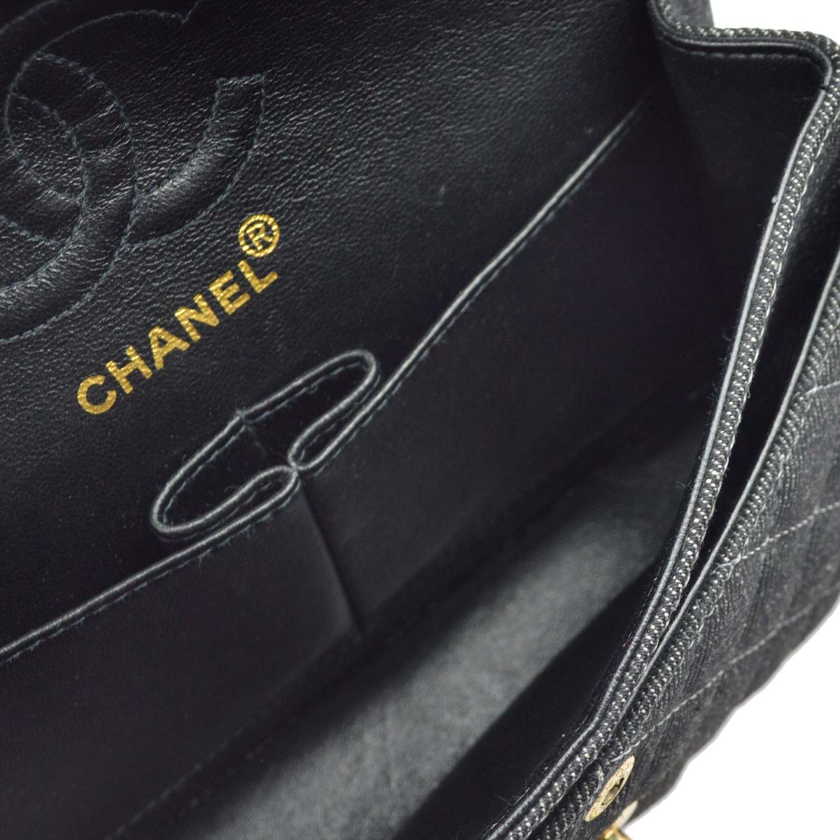 Luxury Chanel * 1997-1999 Black Denim Small Classic Double Flap Shoulder Bag