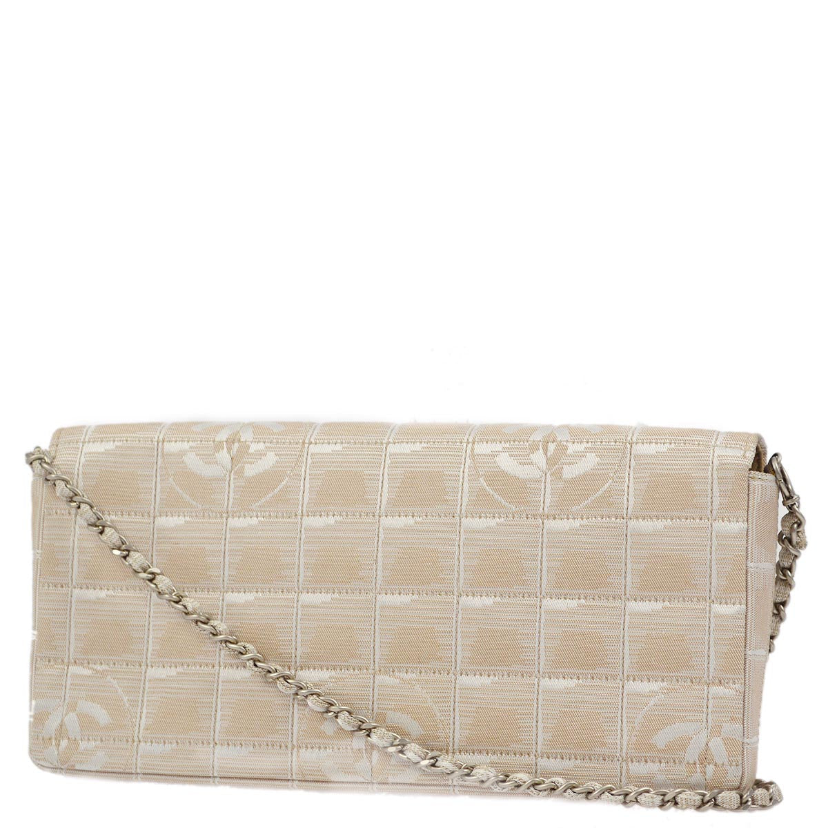 Luxury Chanel 2000-2001 Beige Jacquard Nylon East West Travel Line Shoulder Bag