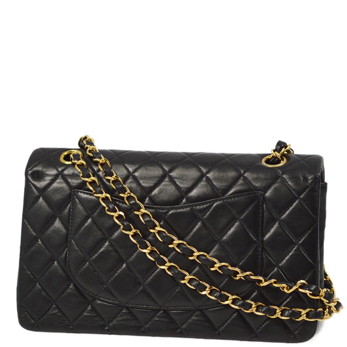 Luxury Chanel 2000-2001 Black Lambskin Medium Classic Double Flap Shoulder Bag