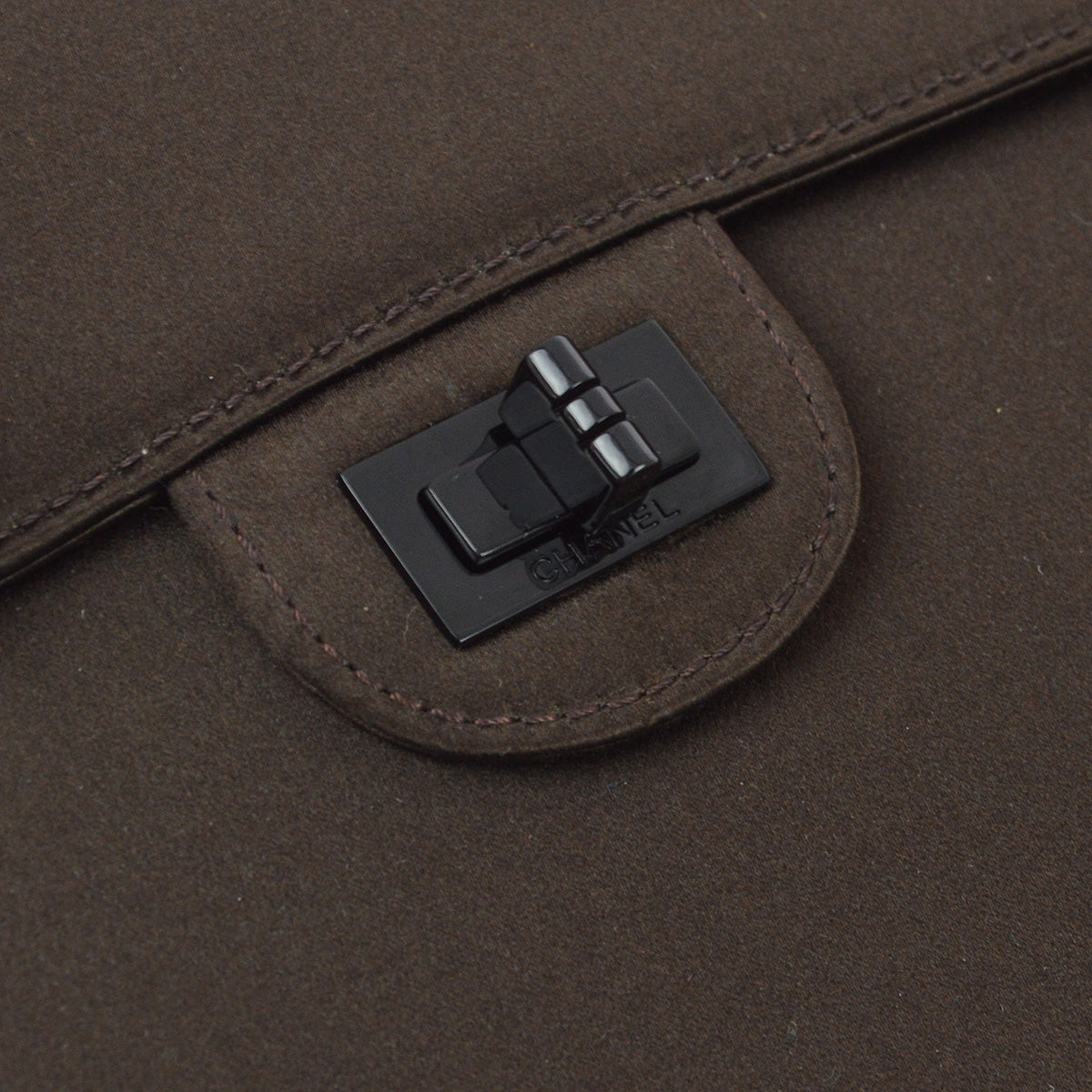 Luxury Chanel 1997-1999 Brown Satin Mademoiselle Lock Shoulder Bag