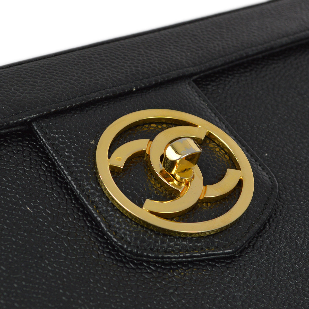 Luxury Chanel 1994-1996 Black Caviar Vanity 2way Shoulder Handbag