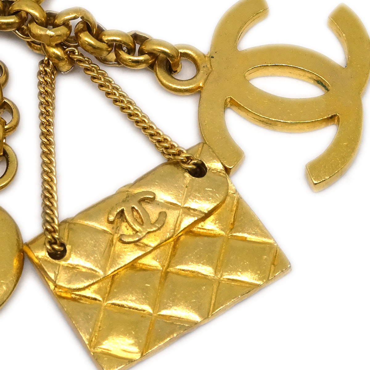 Luxury Chanel Icon Gold Chain Pendant Necklace 96P