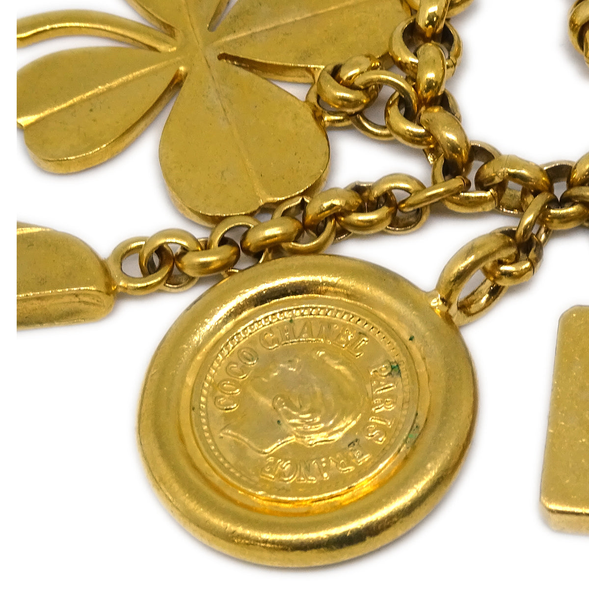 Luxury Chanel Icon Gold Chain Pendant Necklace 96P
