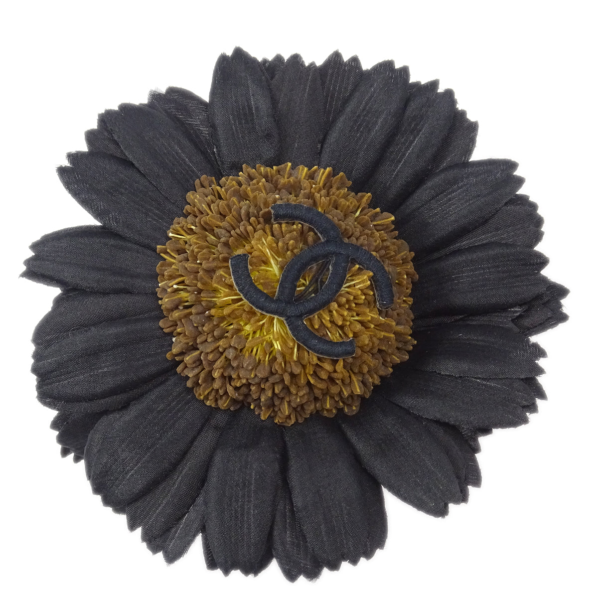Luxury Chanel Sunflower Brooch Pin Black