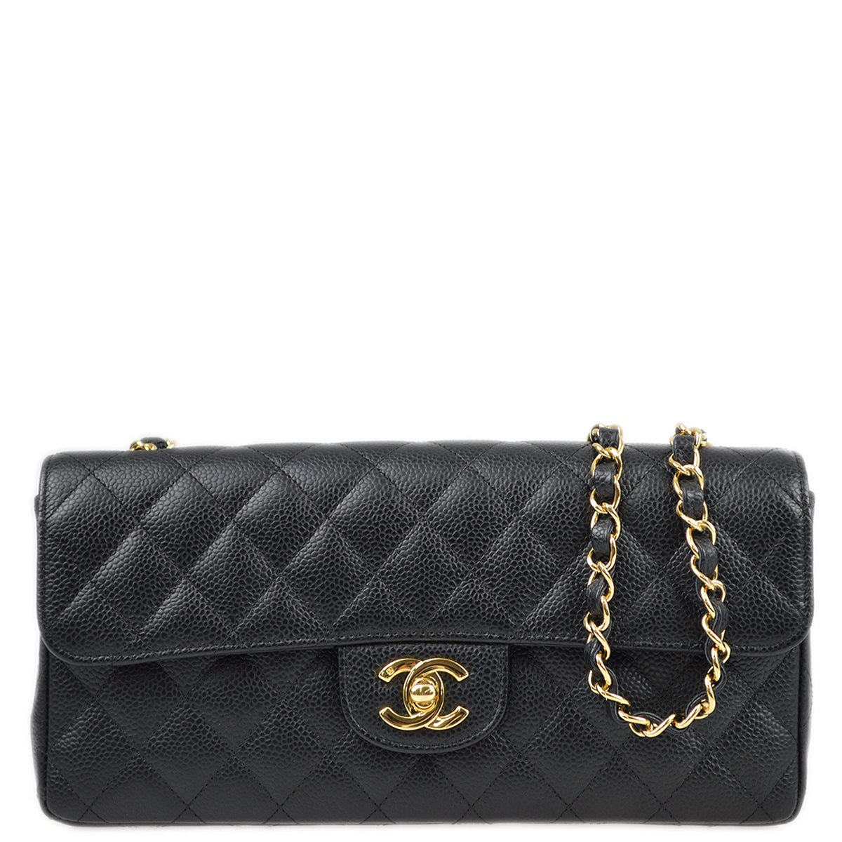 Luxury Chanel * 2005-2006 Black Caviar East West Shoulder Bag