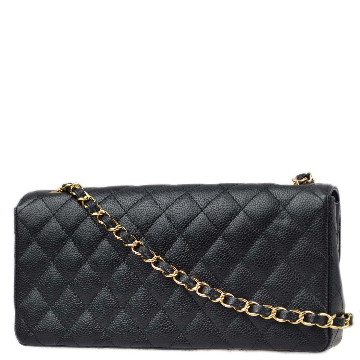 Luxury Chanel * 2005-2006 Black Caviar East West Shoulder Bag