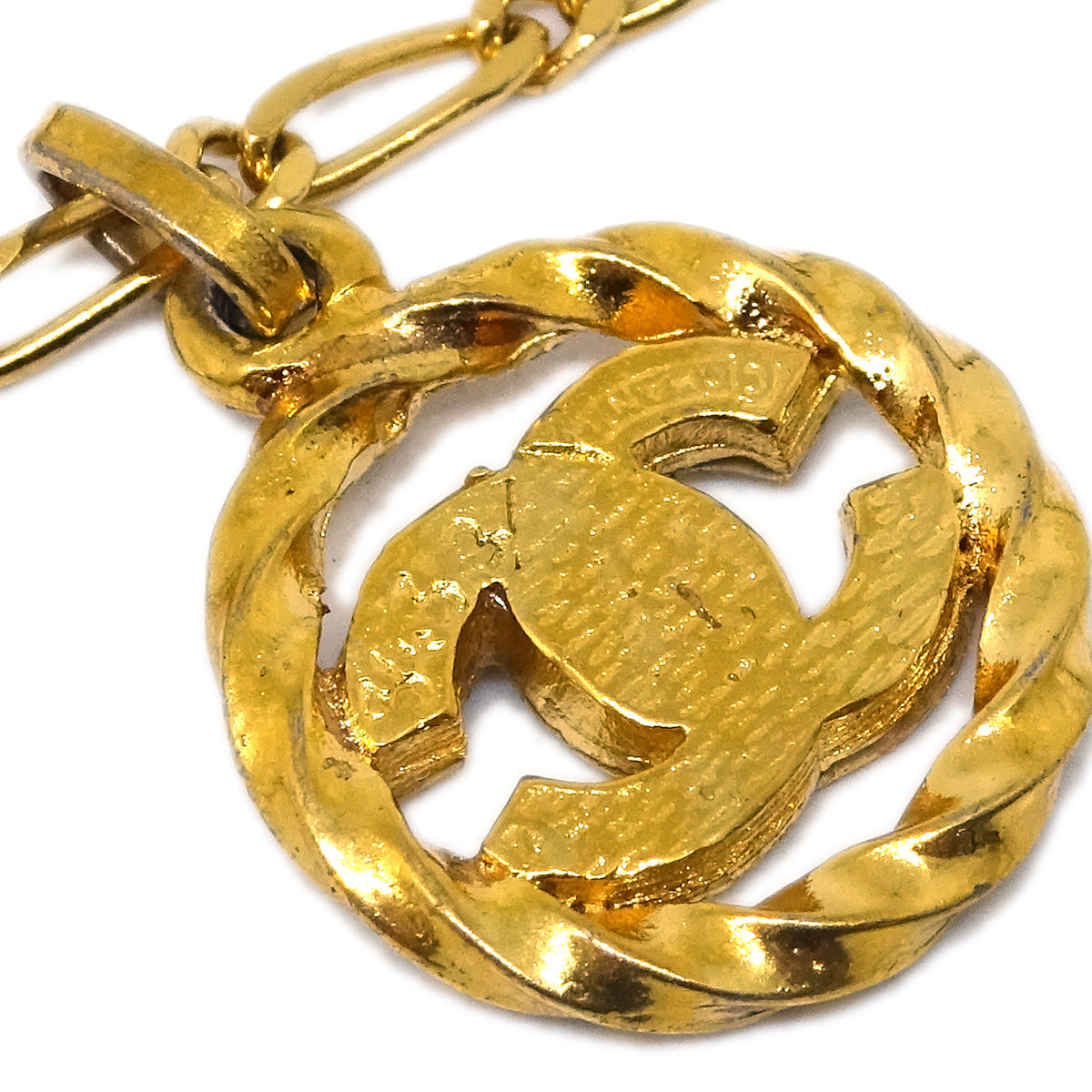 Luxury Chanel Medallion Pendant Necklace Rhinestone Gold 3438/1982