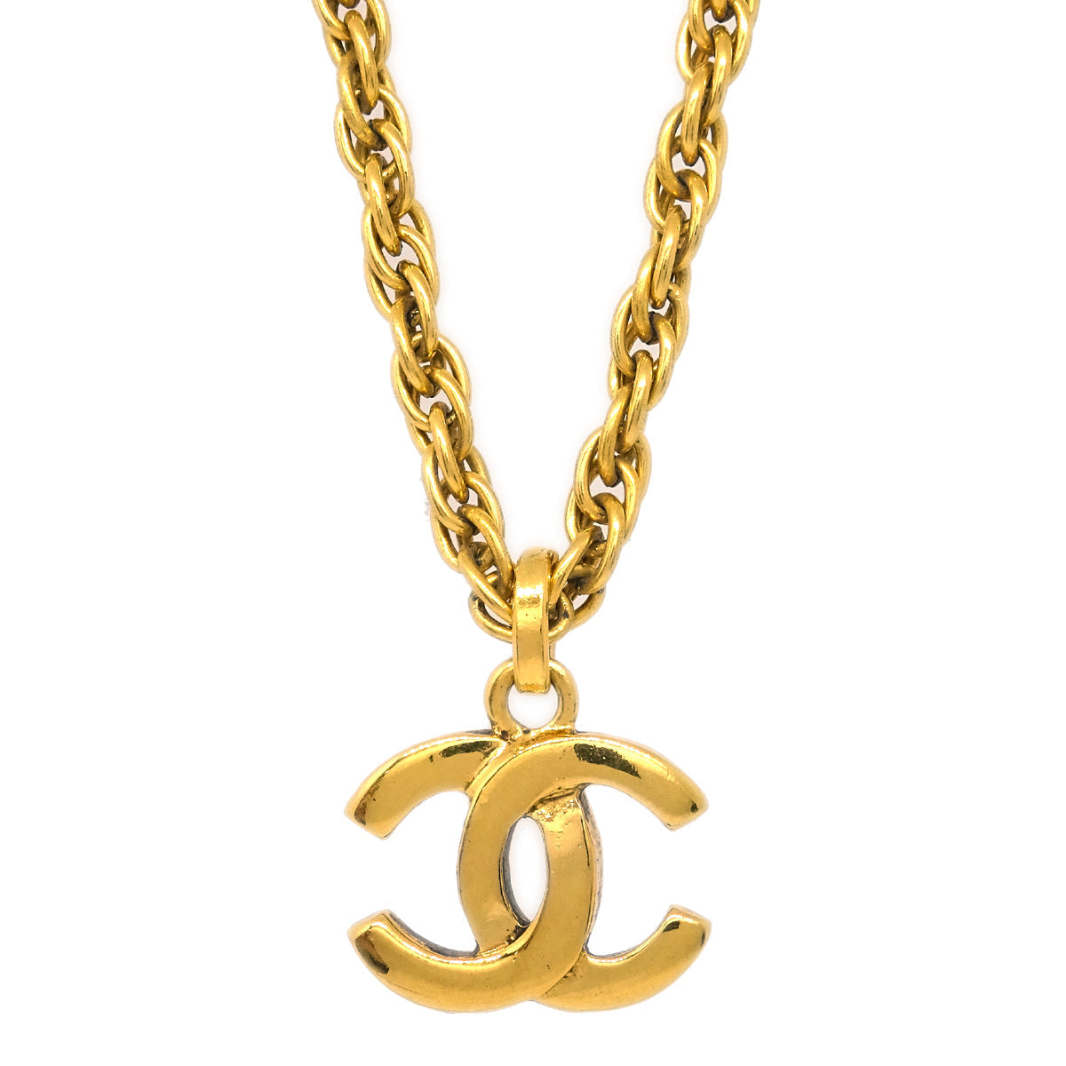 Luxury Chanel Gold CC Pendant Necklace