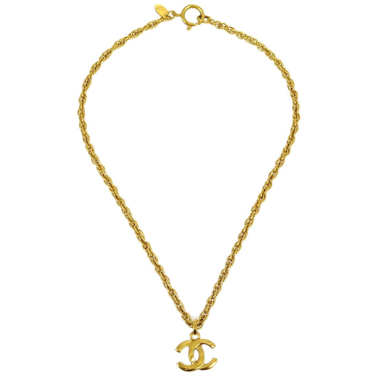 Luxury Chanel Gold CC Pendant Necklace