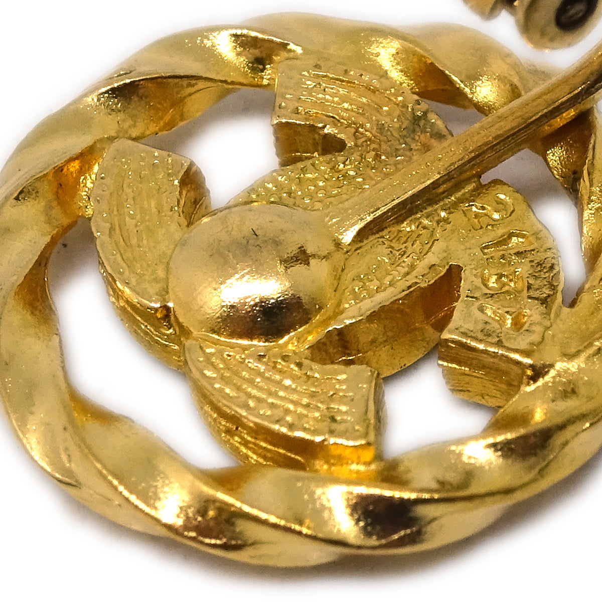Luxury Chanel Gold Button Earrings Clip-On Rhinestone 2137