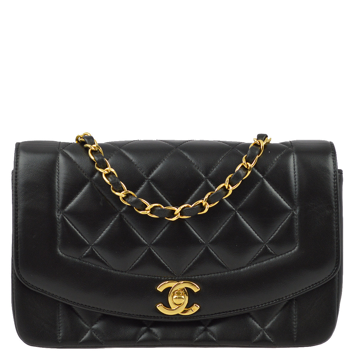 Luxury Chanel 1991-1994 Black Lambskin Small Diana Shoulder Bag
