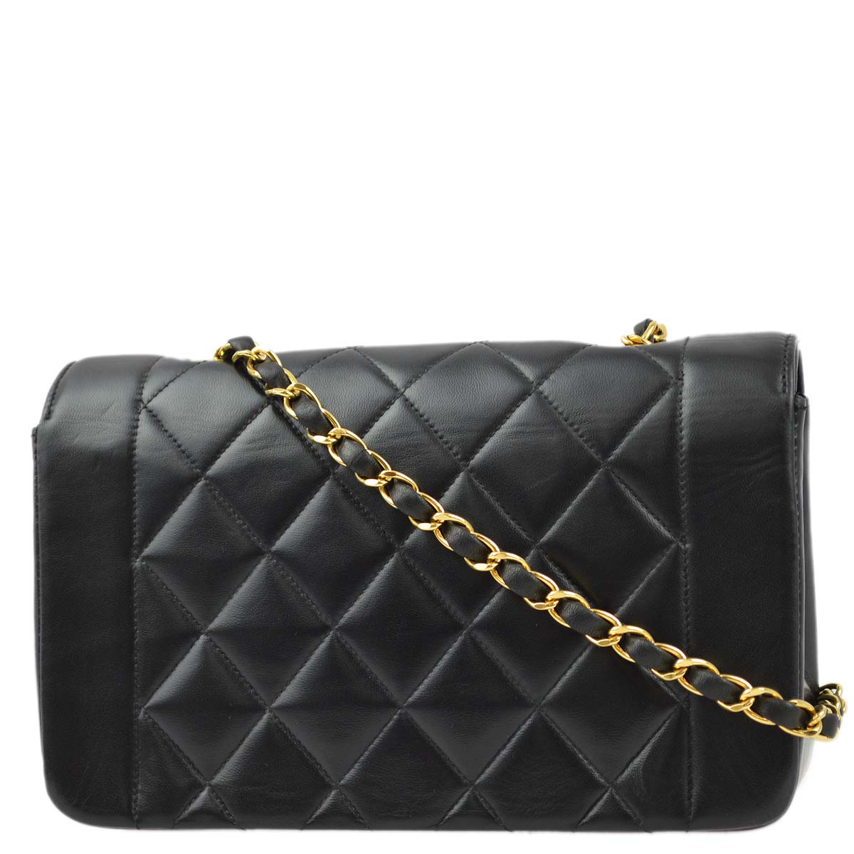 Luxury Chanel 1991-1994 Black Lambskin Small Diana Shoulder Bag