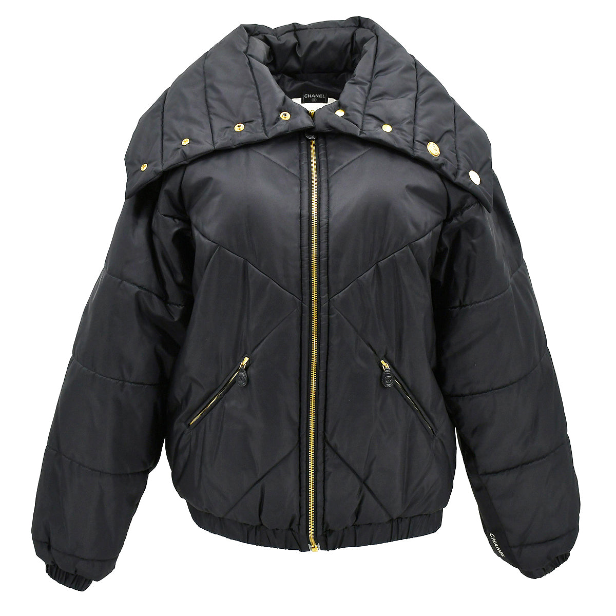 Luxury Chanel Zip Up Jacket Black #40