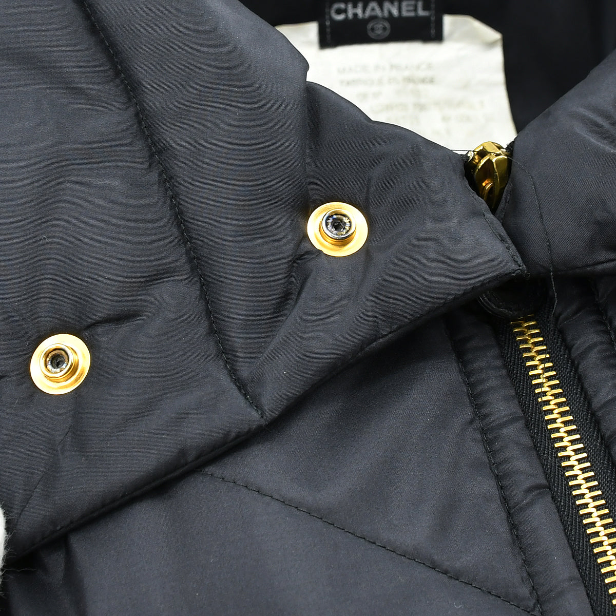 Luxury Chanel Zip Up Jacket Black #40
