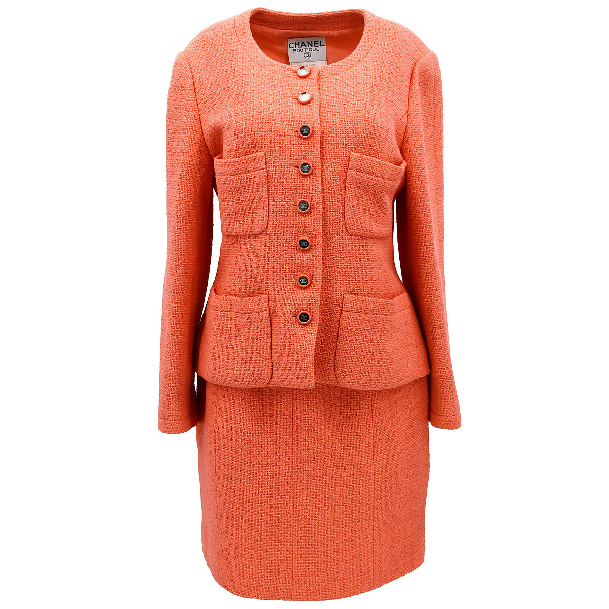 Luxury Chanel Setup Suit Jacket Skirt Pink 95C #44