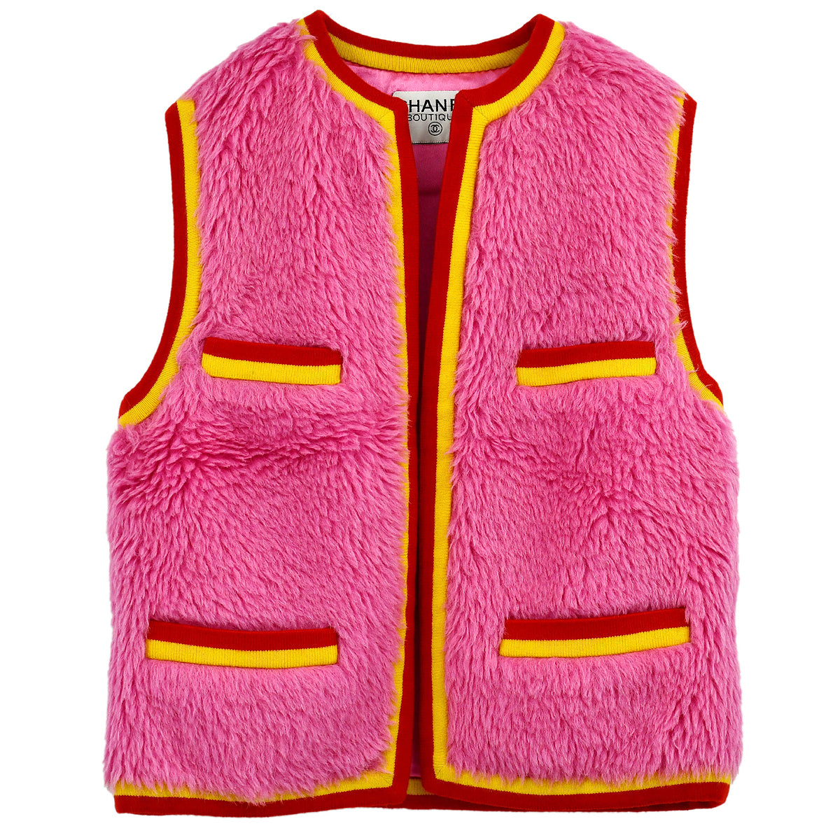 Luxury Chanel Sleeveless Fur Vest Jacket Pink