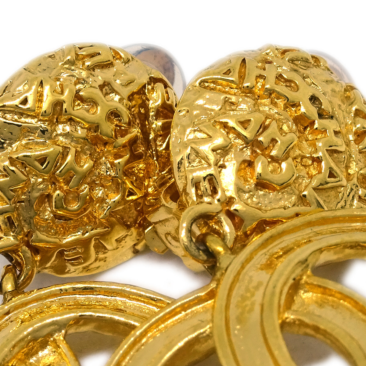 Luxury Chanel Gold Dangle Earrings Clip-On 95A