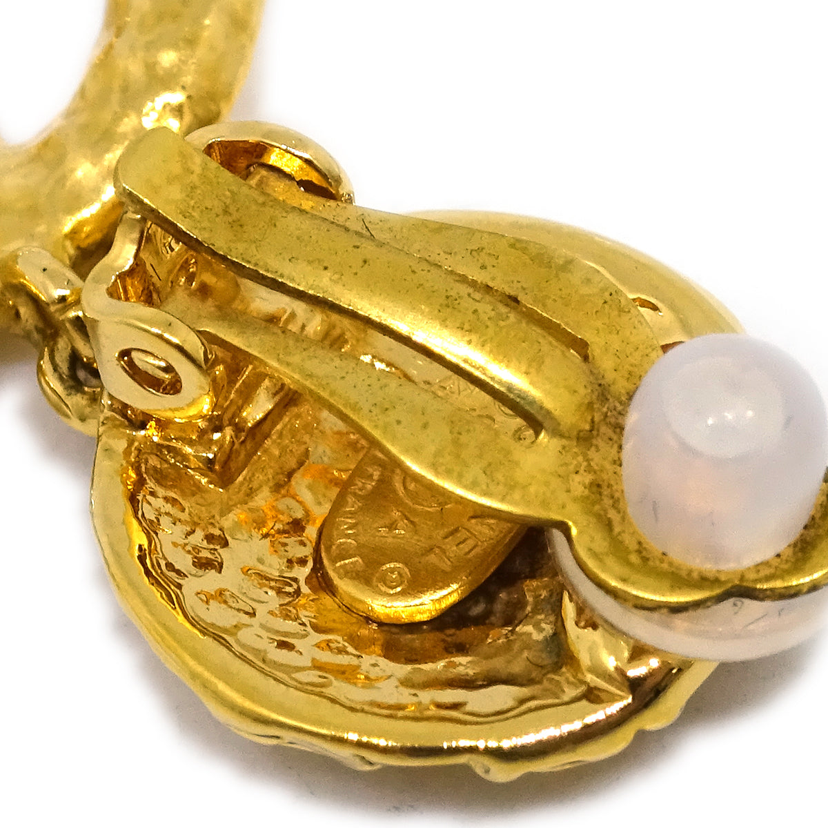 Luxury Chanel Gold Dangle Earrings Clip-On 95A