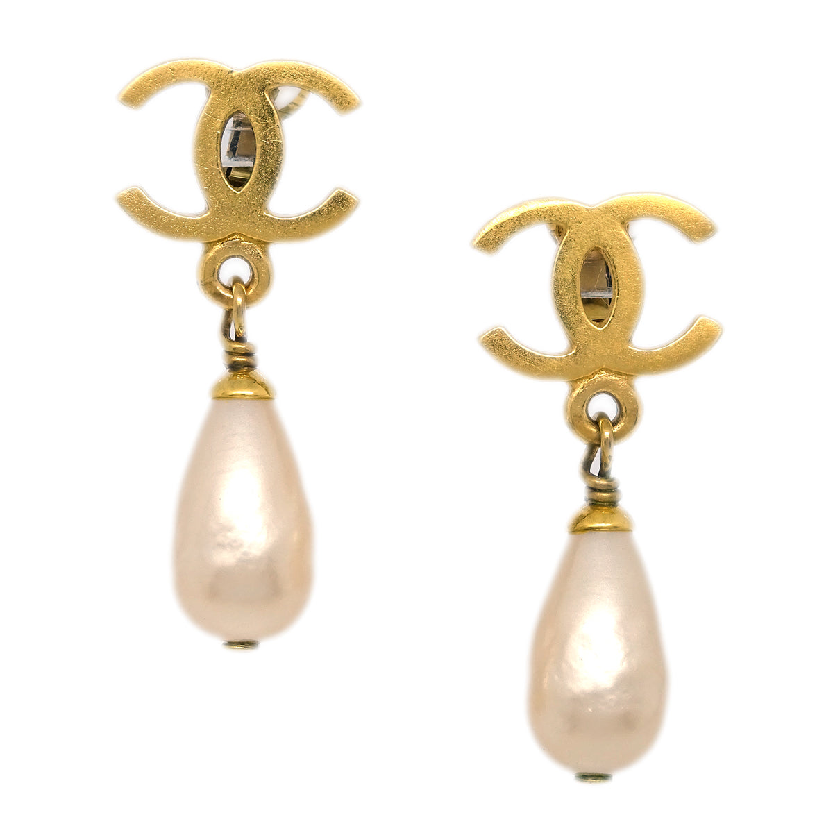 Luxury Chanel Artificial Pearl Dangle Earrings Clip-On 95P