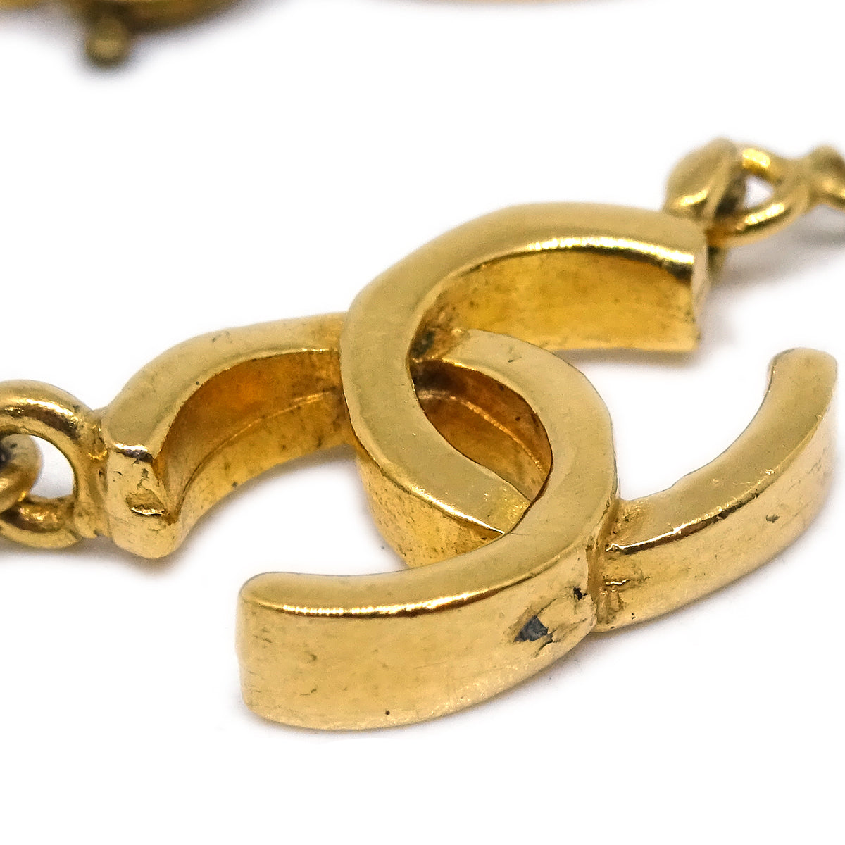 Luxury Chanel CC Chain Pendant Necklace Gold 1982