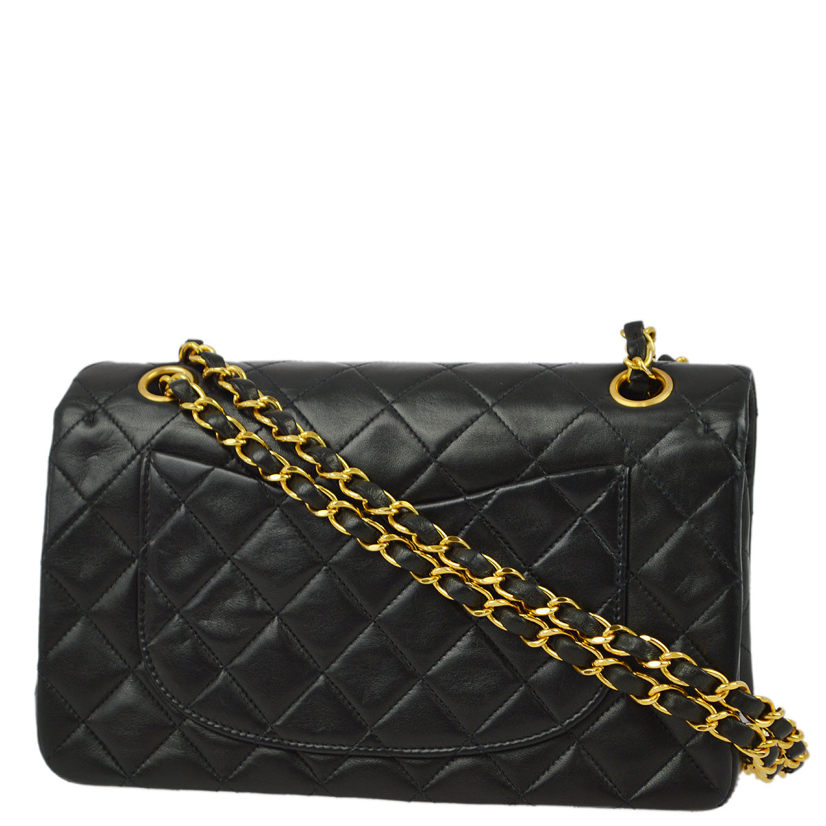 Luxury Chanel 1994-1996 Black Lambskin Small Classic Double Flap Shoulder Bag