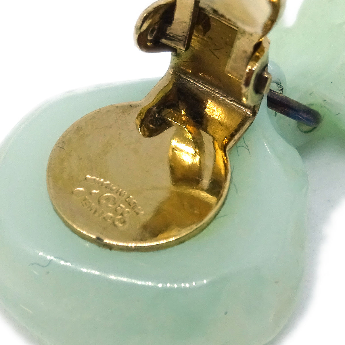 Luxury Chanel Dangle Earrings Clip-On Light Green 02P