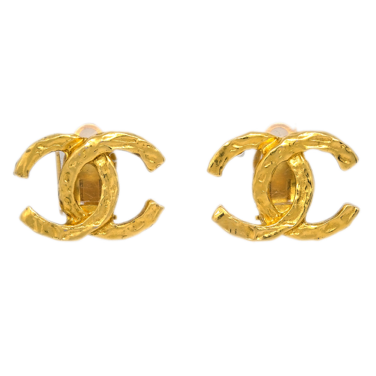 Luxury Chanel Gold CC Earrings Clip-On
