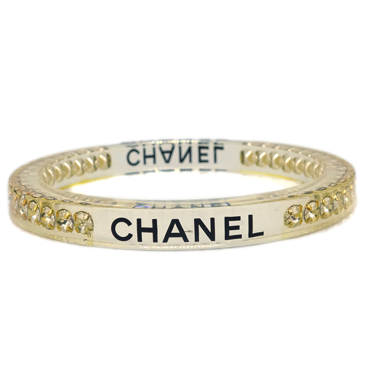 Luxury Chanel Bangle Rhinestone Clear 05P
