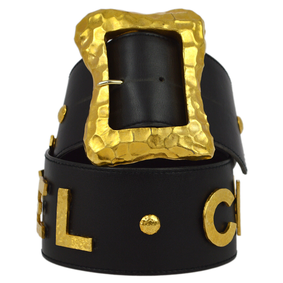 Luxury Chanel Buckle Belt Black 93P #70/28 Small New