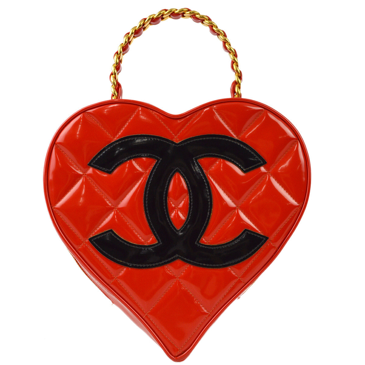 Luxury Chanel 1994-1996 Red Heart Vanity Handbag