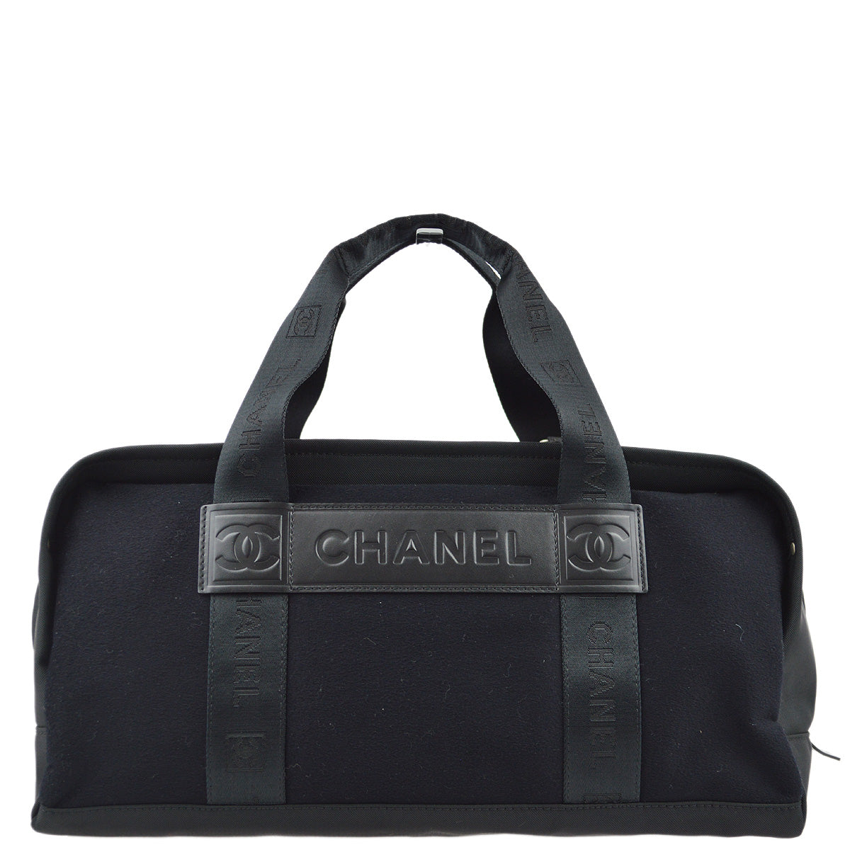 Luxury Chanel 2004-2005 Black Felt Nylon Sport Line Gym Handbag