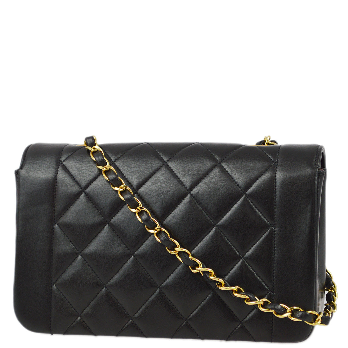 Luxury Chanel 1994-1996 Black Lambskin Small Diana Shoulder Bag