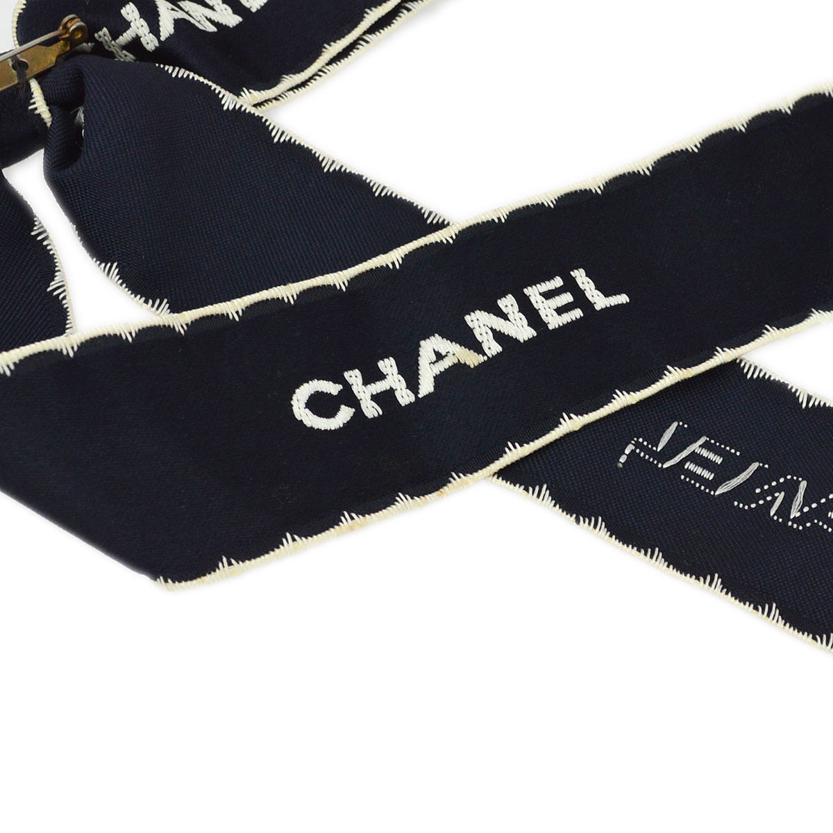 Luxury Chanel Bow Brooch Pin Navy