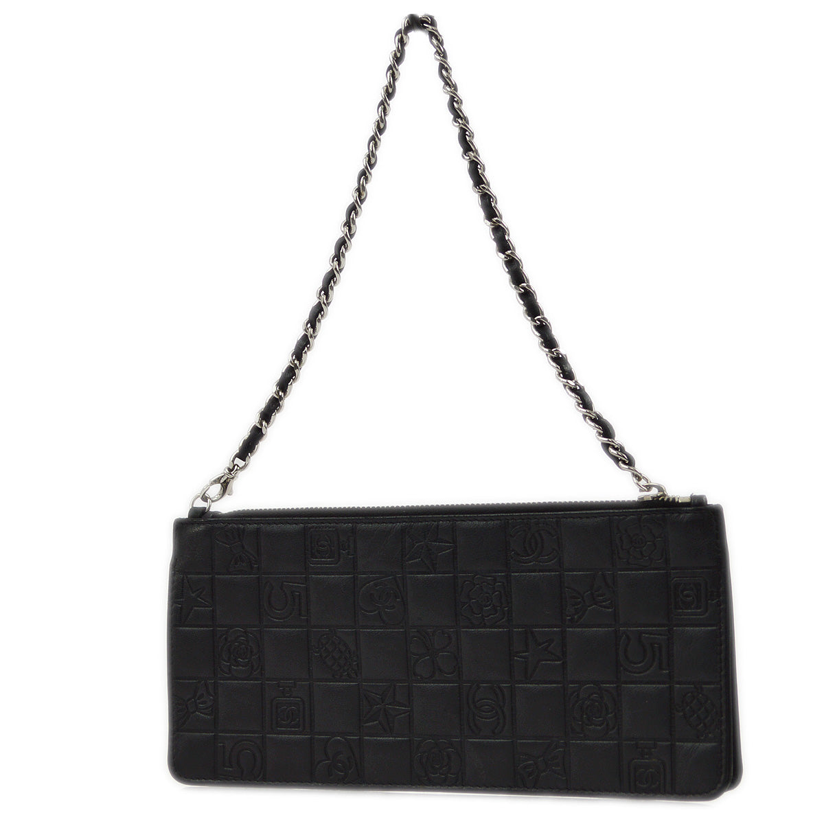 Luxury Chanel 2004-2005 Black Lambskin Icon Chain Handbag