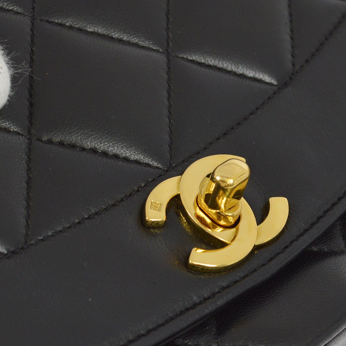Luxury Chanel 1991-1994 Black Lambskin Medium Diana Shoulder Bag