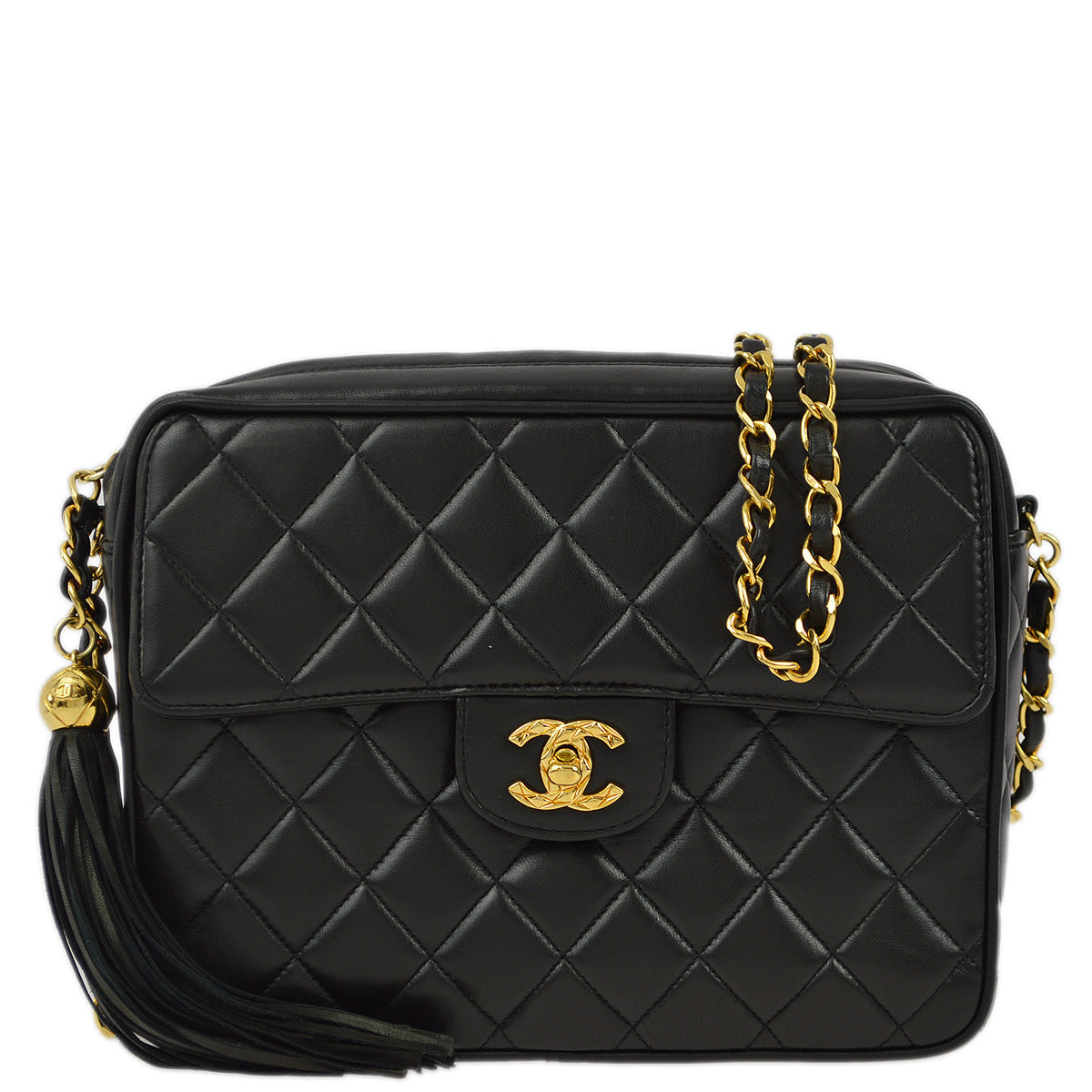 Luxury Chanel 1991-1994 Black Lambskin Camera Bag Small