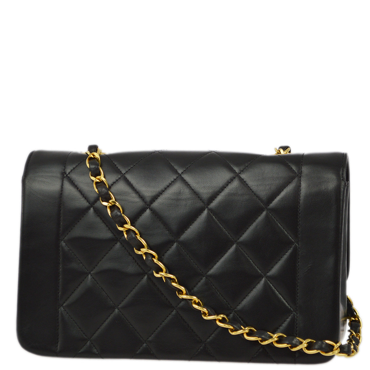 Luxury Chanel 1996-1997 Black Lambskin Small Diana Shoulder Bag